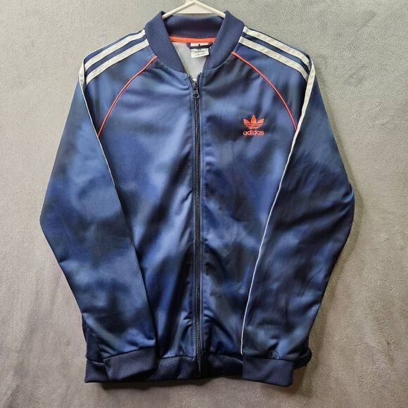 Adidas Jacket Youth Sz XL Blue Camo All Over Print SST Tracksuit Full Zip - Picture 1 of 10